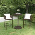 thumbnail image 1 of vidaXL 3 Piece Garden Bar Set with Cushions Poly Rattan Brown, 1 of 5