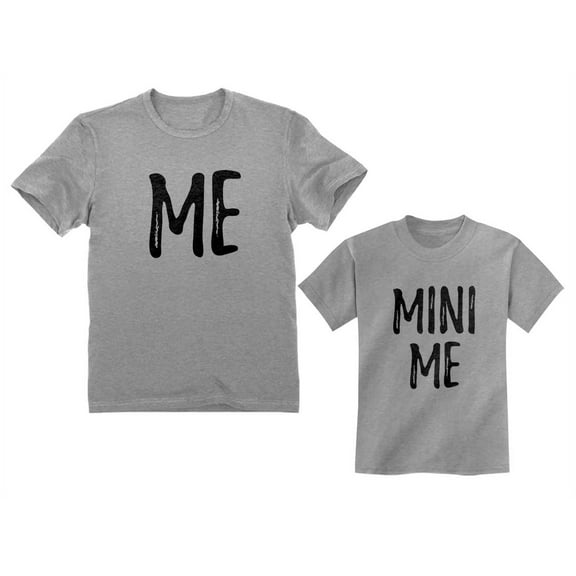 Dad and Son Matching T-Shirts Funny Me & Mini Me Matching Set Dad Gray X-Large / Son Gray 4T