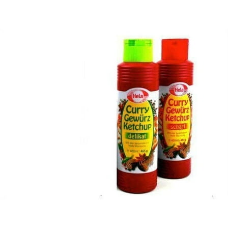 Hela 2 Flavor Curry Gewurz Ketchup (1) Mild and (1) Hot - 2 Pack Bundle - 300 ml each
