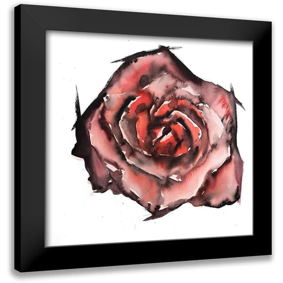 Atelier B Art Studio 12x12 Black Modern Framed Museum Art Print Titled - WATERCOLOR ROSE