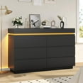 thumbnail image 4 of 6 Drawer Dresser with Charging Station&LED Lights&Sliding Desktop,Modern Double Dresser Chest of Drawers for Bedroom Living Room Entryway, Black, 4 of 9