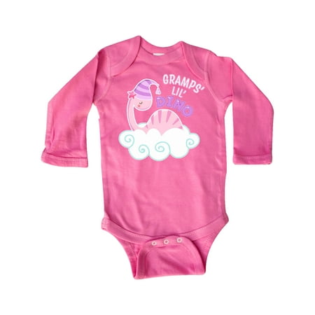 

Inktastic Gramps Lil Dino with Cute Pink Baby Dinosaur Gift Baby Boy or Baby Girl Long Sleeve Bodysuit