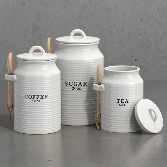 Kitchen Ceramic Countertop Jar Set (3-Piece Set)