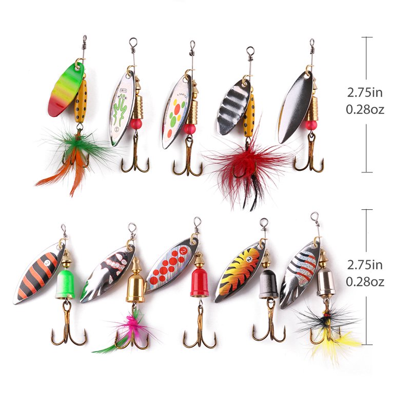 LotFancy 10Pcs Fishing Lures Spinnerbait Set, Hard Metal Bass Trout Salmon  with 2 Tackle Boxes - Walmart.com