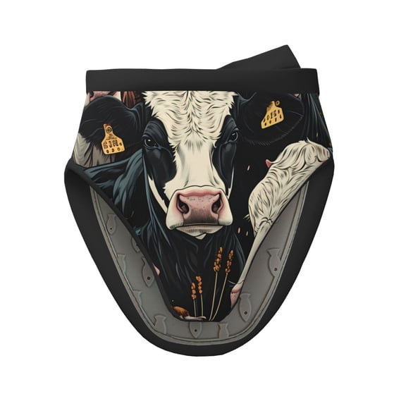 Vsdgher Vintage Sunflower Cow Non-Slip Mini Oven Mitt Set, Short Oven Mitts for Baking Grilling Barbecue Microwave, 5.9"x5.9"in