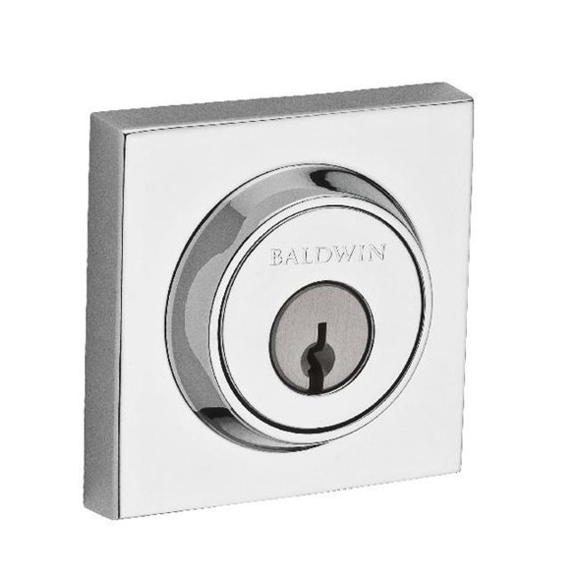 Baldwin DC.CSD.260 Double Cylinder Contemporary Square Deadbolt Bright Chrome