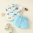 thumbnail image 2 of TOWED22 Toddler Baby Boy Girl Outfit T-Shirts and Shorts 2 Pcs Dinosaur Short Set Summer Clothes Outfit(Sky Blue,9-12 M), 2 of 7