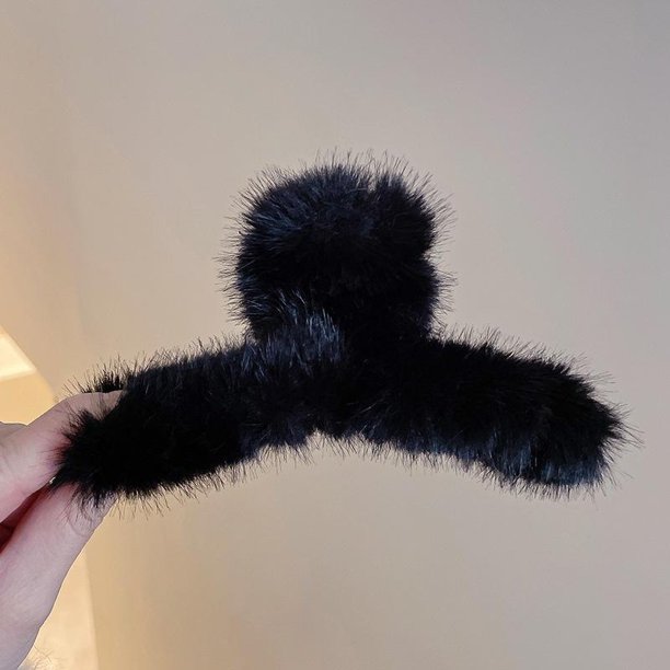 Pinza de pelo grande de felpa para mujer, para otoño e invierno, con lazo, con forma de tiburón, para tocado