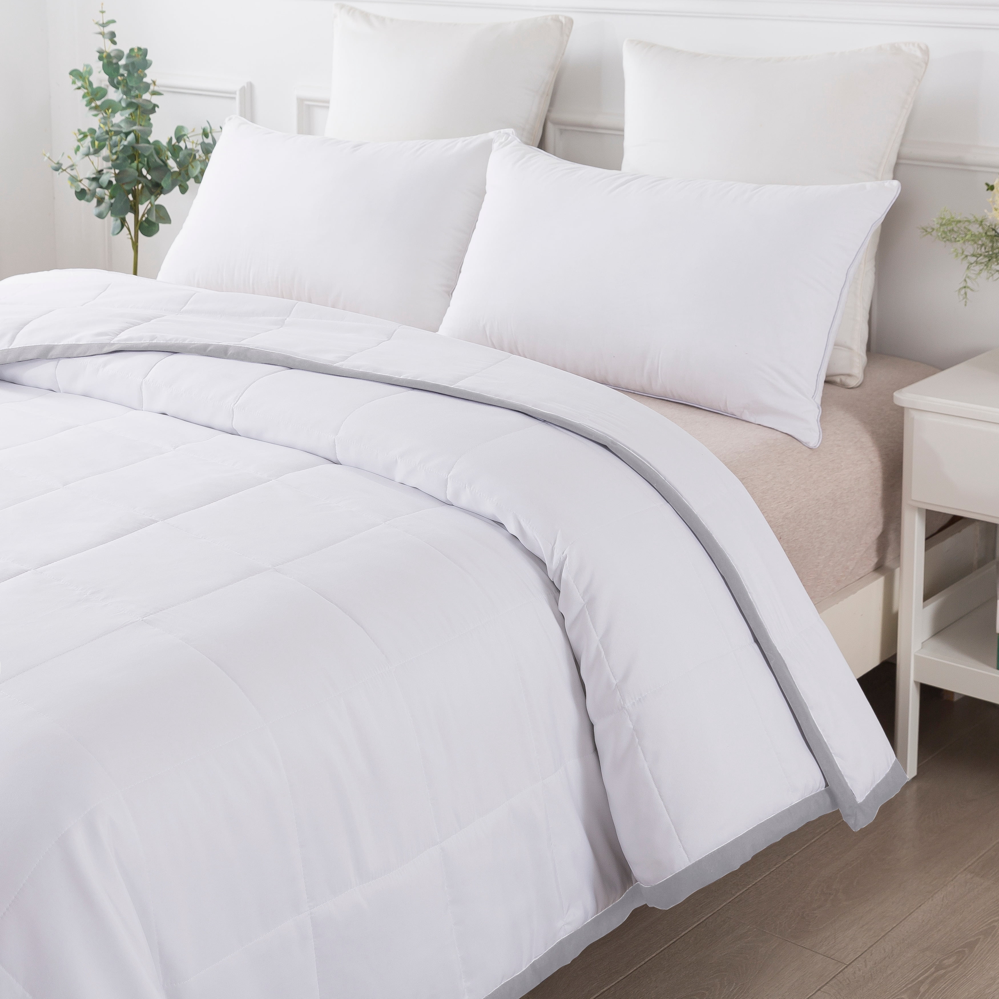 St. James Home Framed Down Alternative Bed Blanket, Glacier Gray, Twin