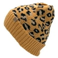 thumbnail image 2 of Empire Cove Winter Knit Ribbed Leopard Cuff Beanie - Mustard, 2 of 5