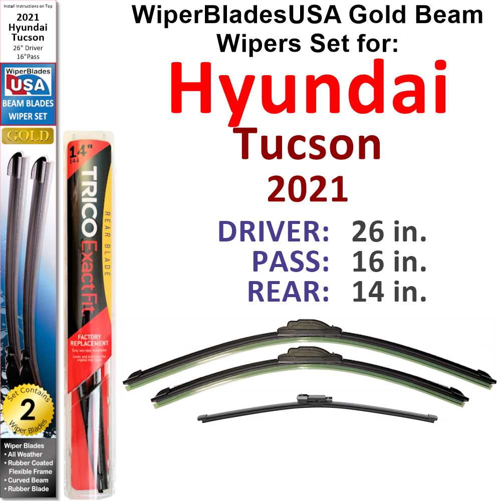 2021 Hyundai Tucson Beam Wiper Blades Wipers WBUSA (Set of 3) w/Rear