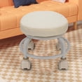 thumbnail image 4 of Tabouret Roulant Bas, Pouf Rond Beige en PU à Rembourrage Doux, Tabouret Bas Rotatif à 360 Degrés avec Roues, Tabouret de Garage Roulant / Chaise Roulante / Tabouret de Jardinage pour Maison, Bureau, Garage, Boutique, 4 of 5