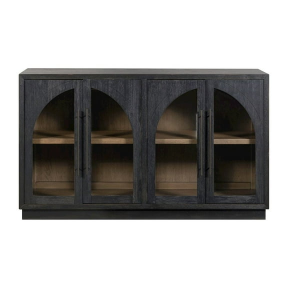 Liberty Furniture Archway 4 Door Accent Cabinet with Glass Door for Living Room - Charcoal