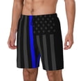 thumbnail image 5 of Men's 2 in 1 Swim Trunks with Compression Liner Group Of Thin Blue Line Flag Quick Dry Beach Shorts, 5 of 6