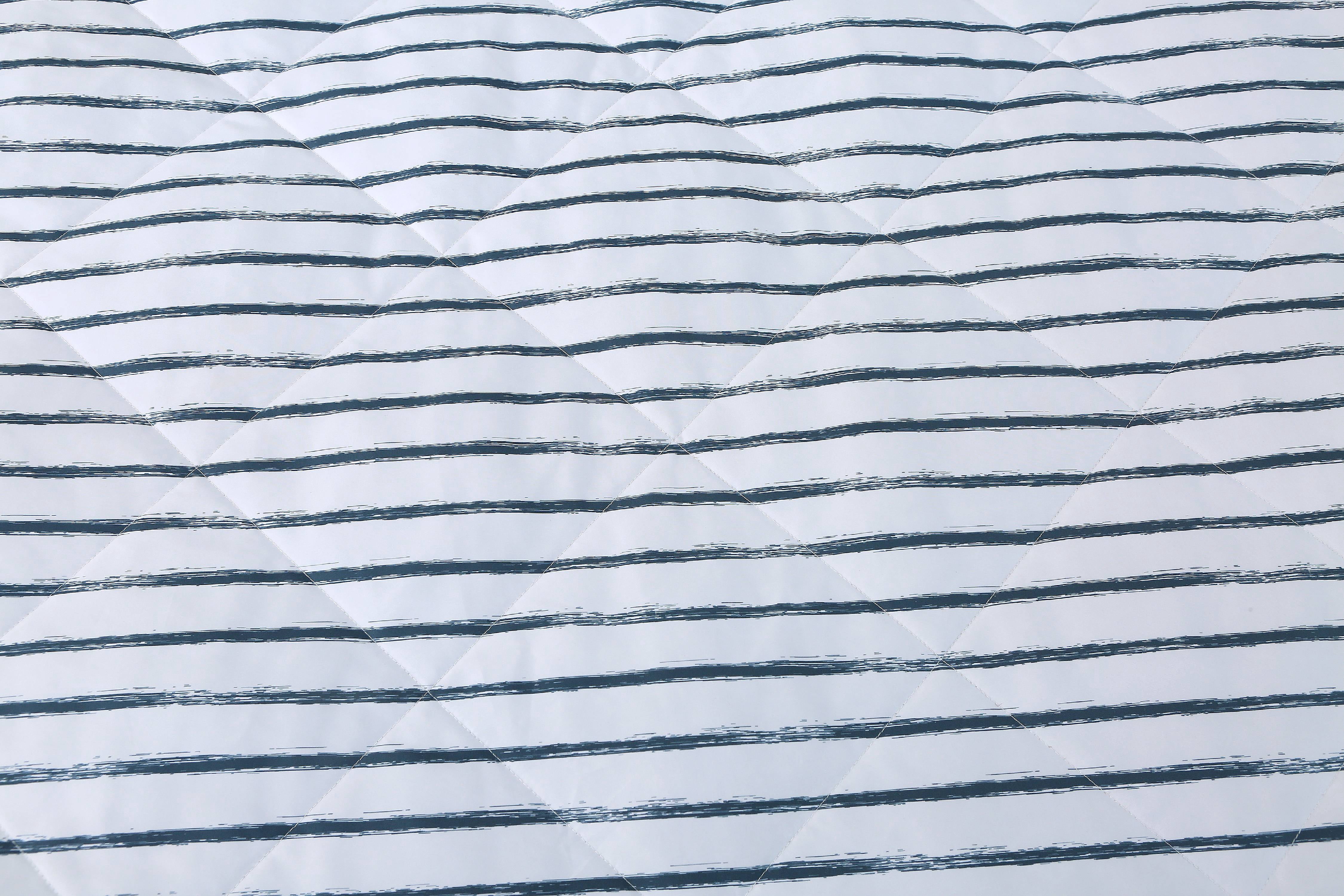 St. James Home Soft Cover Nano Feather Filled Blanket, White/Navy Stripes, Twin