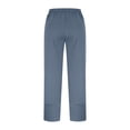 thumbnail image 5 of WULMLEO Womens Barrel Harem Linen Pants Wide Leg Pants Baggy Palazzo Drawstring Elastic Waist with Pockets Beach Sky Blue L, 5 of 5