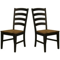 Bowery Hill Ladderback Dining Chair in Chickory/Slate Black (Set of 2)