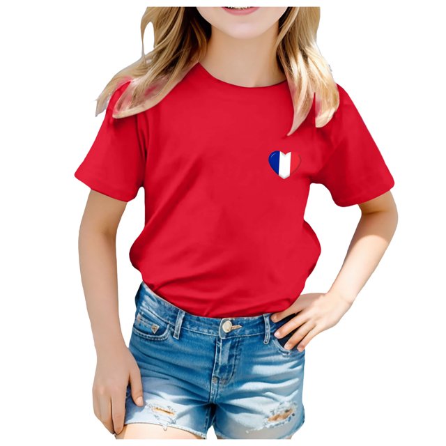 TZEWGL T-Shirts For Kid Sport Prints Short Sleeve Round Neck Basic Blouse For Newborns size 3-4T