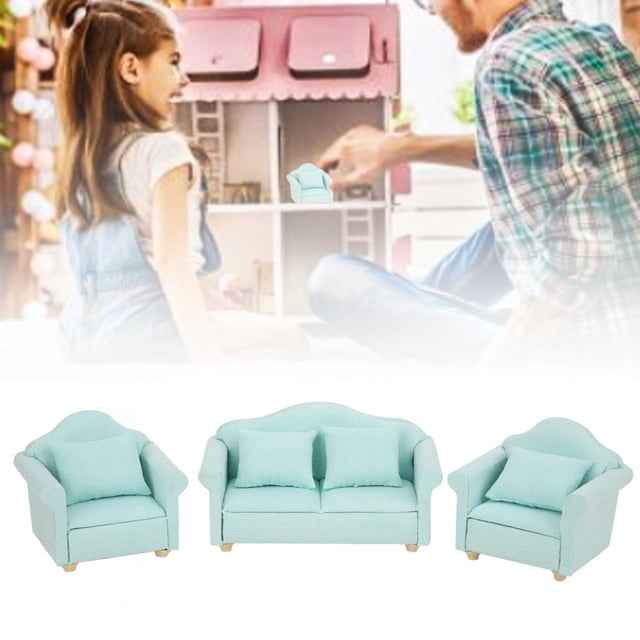 Miniature Armchair, Dollhouse Sofa, Exquisite Workmanship Fashionable For Kids Doll Matcha Color,White