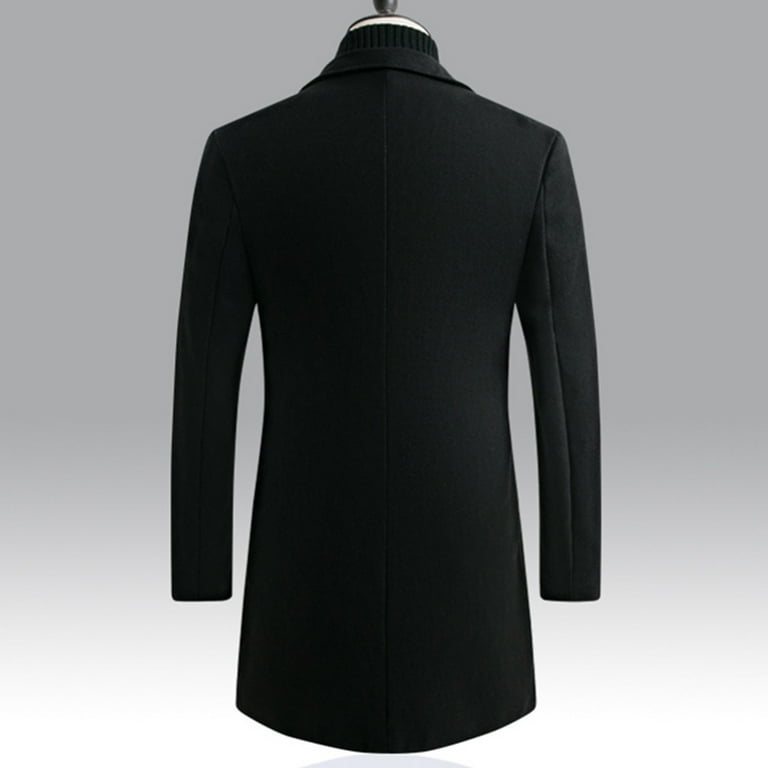 JUUYY Men's Autumn and Winter Coat Suit Lapel Button Solid