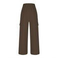 thumbnail image 6 of JGGSPWM Women's Elastic Waist Cargo Pants Casual Loose Fit Trousers with Pockets Brown 3XL, 6 of 6