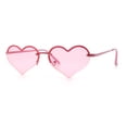 thumbnail image 5 of Womens Hippie Bubbly Heart Shape Half Rim Metal Retro Sunglasses All Pink, 5 of 7