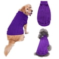 thumbnail image 2 of Stripe Dog Vest Fleece Mountaineer Coat Warm Windproof Polyester Jacket for 2-30 Lbs All Seasons Outdoor Pet Apparel,Purple Size XS, 2 of 8