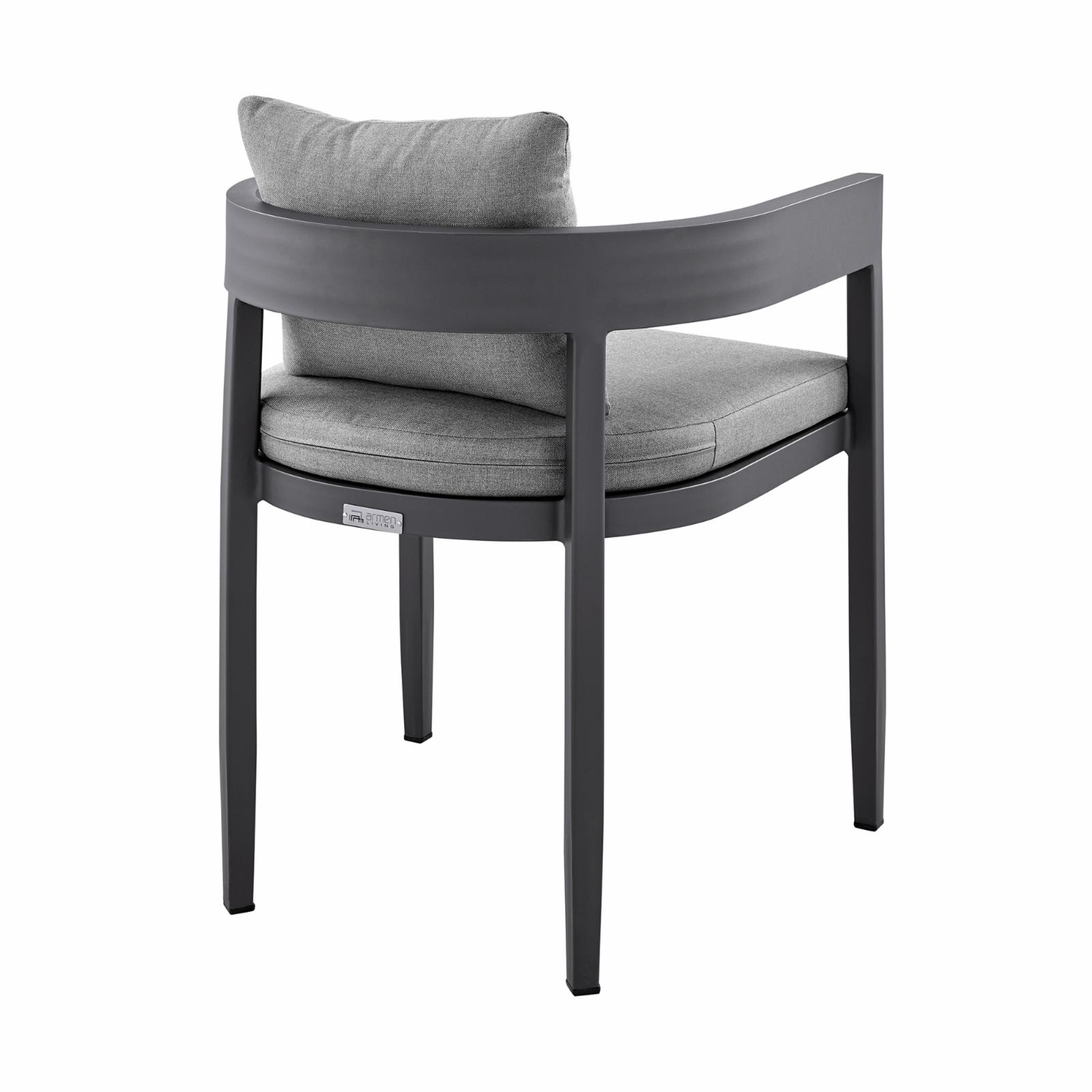Armen Living Armen Living Argiope Fabric 19" Patio Dining Chairs in Black/Gray (Set of 2)