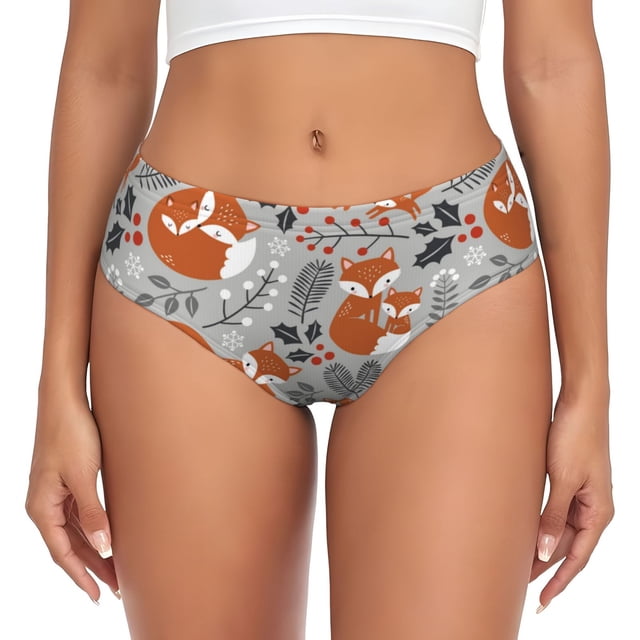 Fotbe Vintage Blue Fox Family A Calzones Estampados para Mujer – Ropa Interior de Algodón, Cómoda, Suave y Elástica-Medium