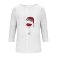 thumbnail image 5 of Ltctricy Women's Tunic Tops 3/4 Length Sleeve Crew Neck Curved Hem Christmas Printed Ribbed Knit T Shirts Casual Tee Blouses(White,X-Large), 5 of 5