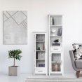 thumbnail image 4 of Teamson Home Armoire de Rangement Haute en Lin et Bois pour Salle de Bain avec Porte Vitrée Blanche, 4 of 9