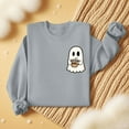 thumbnail image 3 of Long Sleeve Funny Sweatshirts for Women Crew Neck Halloween Sweatshirt Pumpkin Ghost Cute Graphic Sweater Tops Orange, 3XL, 3 of 7