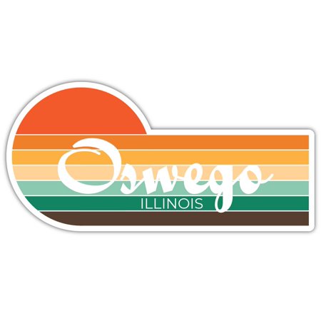 Oswego Illinois 4 x 2.25 Inch Sticker Retro Vintage Sunset City 70s Aesthetic Design