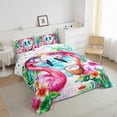 thumbnail image 5 of Feelyou Couple Flamingo Full Size Comforter Sets, Kawaii Tropical Animal Bedding Comforter Set, Palm Beach Reversible Bedding Sets, Ultra Soft Home Decor,3 Pieces, 5 of 8