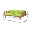 thumbnail image 3 of Christopher Knight Home Claremont Outdoor 3-seat Acacia Wood Daybed by  Teak Finish + Green Cushion, 3 of 5