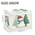 thumbnail image 3 of Storage Box With Lid 16.5x12.6x11.8In Foldable Stacked Household Storage Box Watercolor Christmas Snowman, 3 of 7