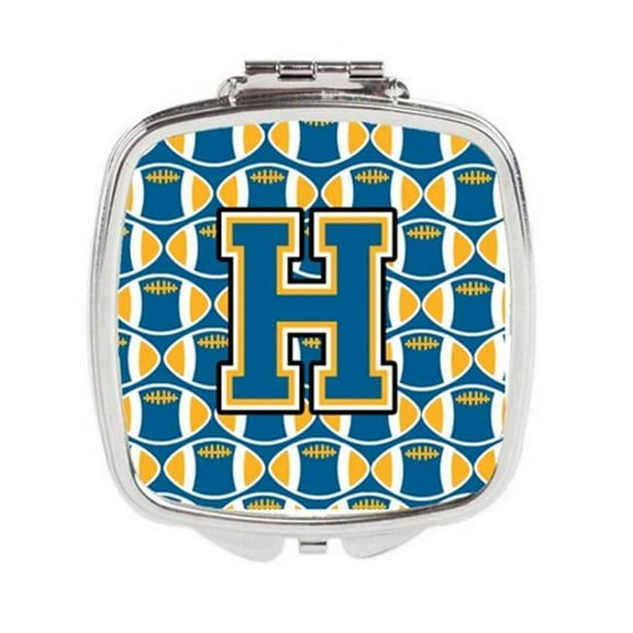 Carolines Treasures Letter H Football Blue & Gold Compact Mirror