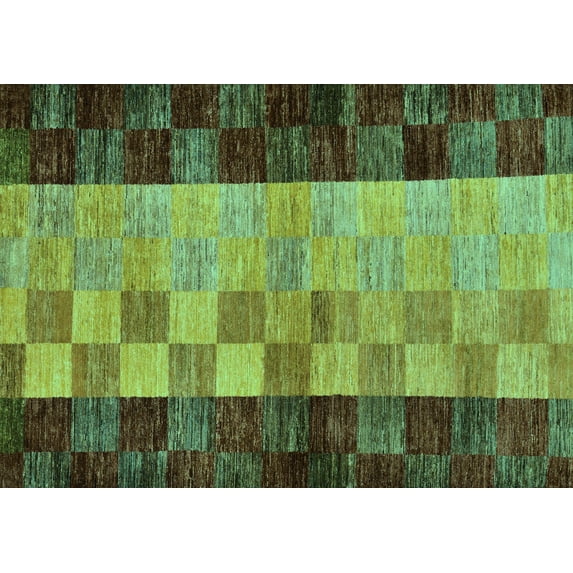 Ahgly Company Machine Washable Indoor Rectangle Abstract Turquoise Blue Modern Area Rugs, 6' x 9'