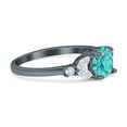 thumbnail image 2 of Art Deco Ring Black Tone Simulated Paraiba Tourmaline CZ 925 Sterling Silver Size 9, 2 of 4