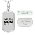thumbnail image 2 of Badass Mom Stainless Steel or 18k Gold Premium Swivel Dog Tag Keychain, 2 of 16
