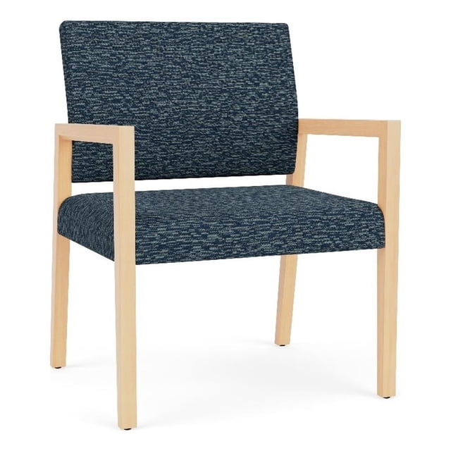 Pemberly Row Waiting Reception Wide Guest Chair Wood Frame in Blue