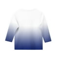 thumbnail image 4 of ZACPNCV Kids Three-Quarter Sleeve Shirts Gradient Crewneck Pullover Basic Tees Daily Tees Blouses Spring Summer Clothes Dark Blue 11-12 Years, 4 of 5