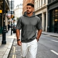 thumbnail image 5 of Big and Tall Hoodies for Men Short Sleeve Casual Fall Hoodie Shirt Kangaroo Pocket Dark Gray L, 5 of 8