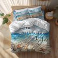 thumbnail image 2 of Welcome to Summer Life Queen Size Comforter Set, Beach Ocean Starfish Linen Texture Bedding for All Seasons, 4 Pcs Bed Set, 1Quiltcover (90"x92") ,1Sheet(94"x116"), 2Pillowcases (30"x20"), 2 of 9