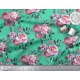 thumbnail image 2 of Soimoi Green Cotton Duck Fabric Ranunculus & Penoy Floral Print Fabric by the Yard 42 Inch Wide, 2 of 3