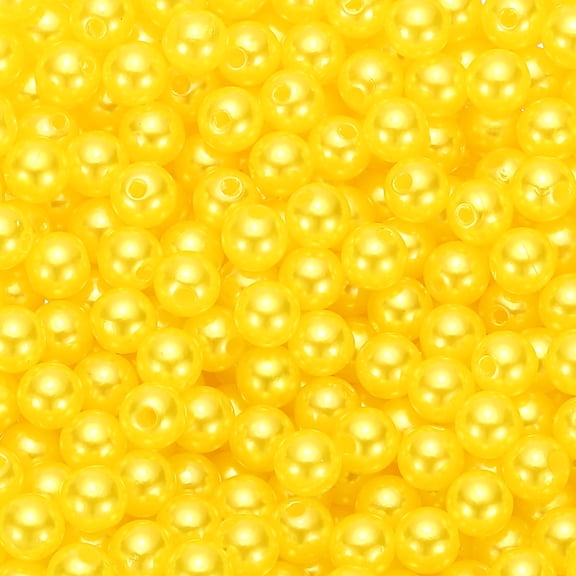 Uxcell Round Color Pearl Beads, 980 Pcs 8mm Faux Pearls Beads, Yellow