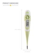 MABIS 9-Second Waterproof Digital Thermometer with Flexible Tip for Fast Oral, Rectal or Underarm Temperature Readings for Babies, Children and Adults, Green
