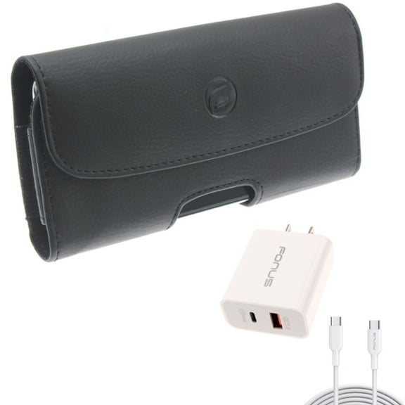 Case Belt Clip & 36W PD Home Charger for Samsung Galaxy S21,S20 - Leather Holster Cover   Fast Type-C 6ft Long Cable USB-C Combo