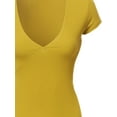 thumbnail image 4 of FashionOutfit Women's Short Sleeve Ribbed V-neck Plunge Top Various Colors, 4 of 4
