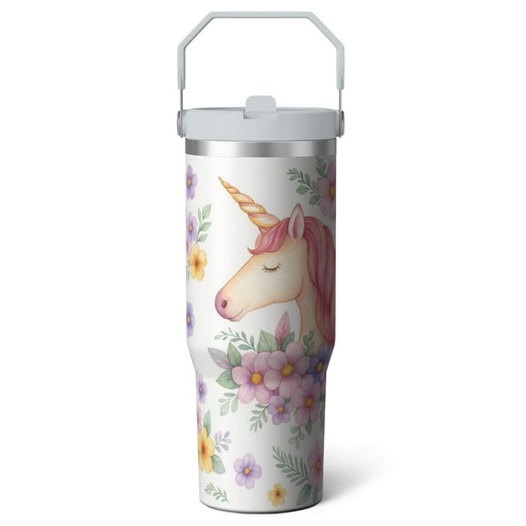1pc Horse 30oz Tumbler with Straw & Handle - Insulated Stainless Steel Cup | Holiday Gift for Man Women (Christmas, Valentine's, Birthday)